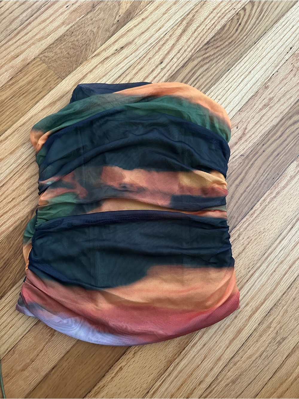 Fashion Nova Multicolor Tie-Dye Ruched Tube Top - Black, Orange, Green, Pink